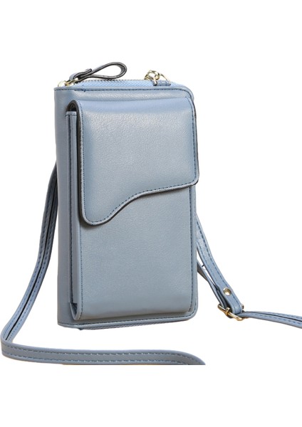 Mavi Deri Omuz Çantası: Crossbody Cep Telefonu Cüzdanı (Yurt Dışından)