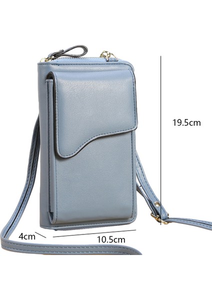 Mavi Deri Omuz Çantası: Crossbody Cep Telefonu Cüzdanı (Yurt Dışından)