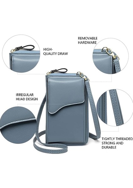 Mavi Deri Omuz Çantası: Crossbody Cep Telefonu Cüzdanı (Yurt Dışından)