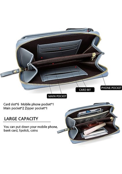 Mavi Deri Omuz Çantası: Crossbody Cep Telefonu Cüzdanı (Yurt Dışından)
