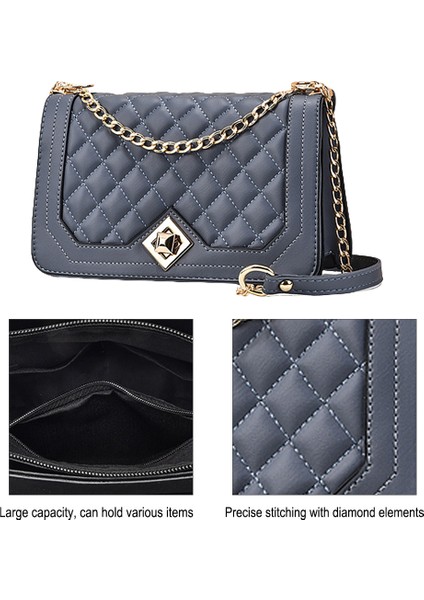 Kapitone Zincir Askılı Kadın Crossbody Çanta (Yurt Dışından)