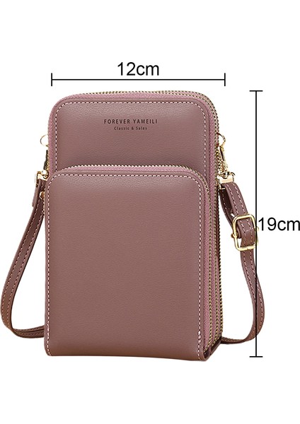 Küçük Deri Fermuarlı Crossbody Cep Telefonu Cüzdanı (Yurt Dışından)