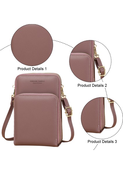 Küçük Deri Fermuarlı Crossbody Cep Telefonu Cüzdanı (Yurt Dışından)