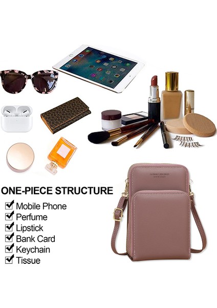 Küçük Deri Fermuarlı Crossbody Cep Telefonu Cüzdanı (Yurt Dışından)