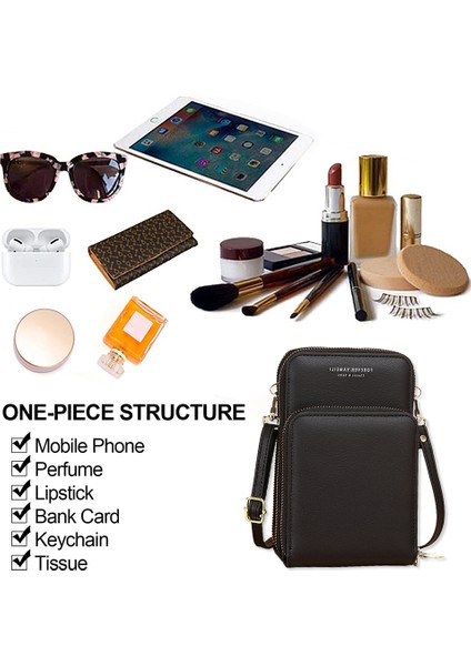 Küçük Deri Fermuarlı Crossbody Cep Telefonu Cüzdanı (Yurt Dışından) fırsatları