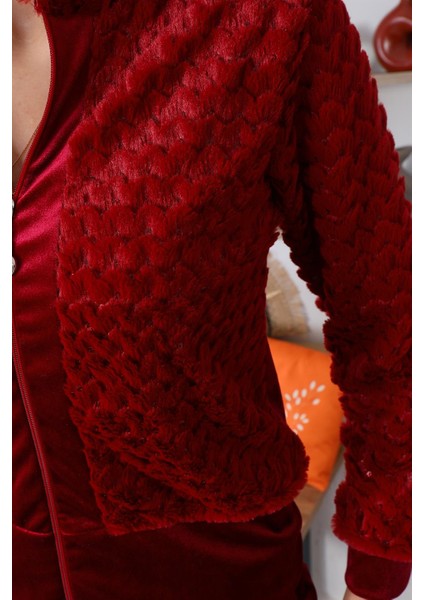 Bordo Peluş Kadife Kadın Eşofman Takımı indirimleri