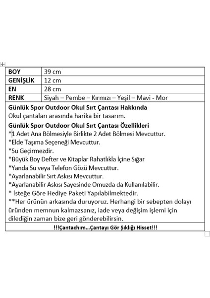 m Outdoor Günlük Spor ve Okul Çantası indirimleri