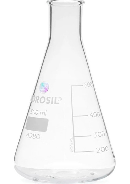 Cam Erlen 500 mL - Erlenmeyer Flask Dar Boyunlu - Isıya Dayanıklı - Yüksek Kalite
