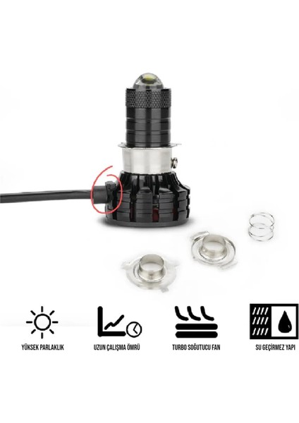H4 Bi-Led Mini Projektör Lens 90W 16000LM H4BI-LED Mini Projektör Lens 90W 16000LM fiyatları