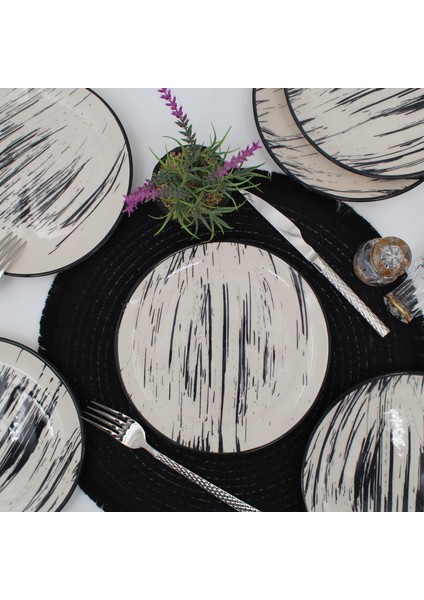 Anka 20 cm Seramik Pasta Tabağı 6 Adet - Siyah fiyatları