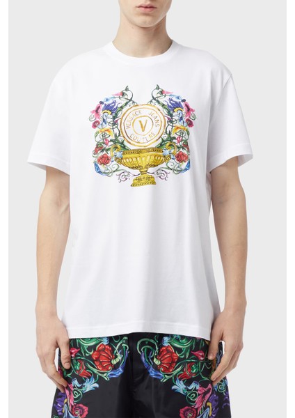 Baskılı Bisiklet Yaka % 100 Pamuk Regular Fit T Shirt Erkek T Shirt 74GAHF01 CJ00F 003