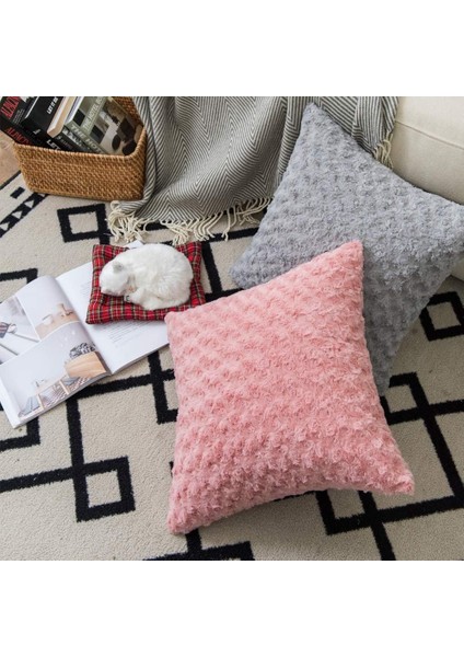 Peluş Yastık Kılıfı-Pembe (Yurt Dışından)
