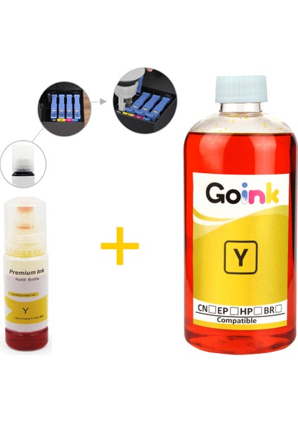 Epson L3252 Için 103 Mürekkep 500 ml Sarı + 70 ml Hediye