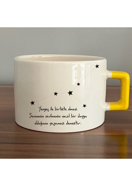 Yengeç Burcu ve Onla Alakalı Komik Açıklama Simgesi Baskılı Sarı Kulplu Yeşil Kedili D Kupa fiyatları