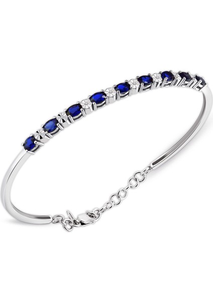2.10 Ct Pırlantalı Markiz Safir Bilezik