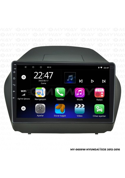 Hyundai İX35 Android 12 Multimedya Carplay 2gb RAM+32GB HDD Navigasyon Ekran