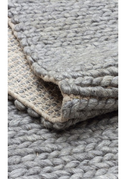 Jade Basketweave Grey Natural Kazak Örgü Desenli El Dokuma Örgü Halı indirimleri