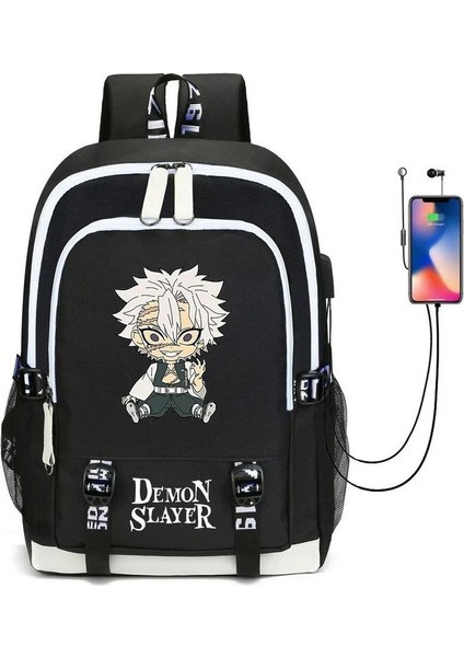 Demon Slayer USB Bağlantı Noktalı Suya Dayanıklı Okul Çantaları (Yurt Dışından)