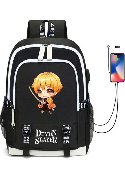Demon Slayer USB Bağlantı Noktalı Suya Dayanıklı Okul Çantaları (Yurt Dışından)