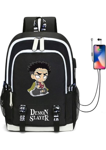Demon Slayer USB Bağlantı Noktalı Suya Dayanıklı Okul Çantaları (Yurt Dışından)