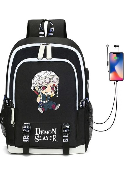 Demon Slayer USB Bağlantı Noktalı Suya Dayanıklı Okul Çantaları (Yurt Dışından)