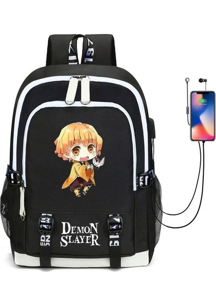 Demon Slayer USB Bağlantı Noktalı Suya Dayanıklı Okul Çantaları (Yurt Dışından)