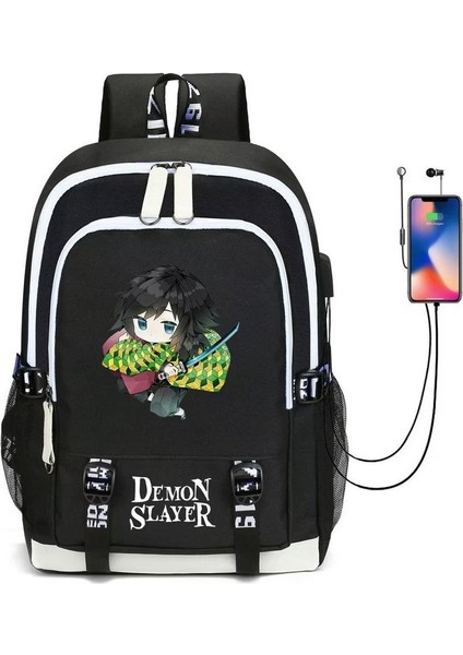 Demon Slayer USB Bağlantı Noktalı Suya Dayanıklı Okul Çantaları (Yurt Dışından)