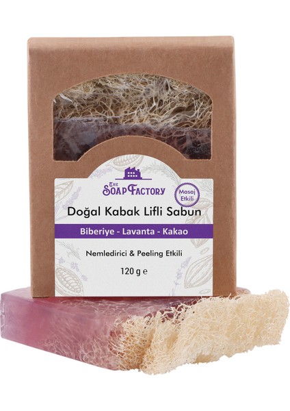 Doğal Kabak Lifi Biberiye-Lavanta- Kakao Masaj Sabunu 120 g - Vegan - Lüks - Çevre Dostu - Bütün Cilt Tipleri İçin Uygun - Üstün Cilt Bakımı - Bitkisel