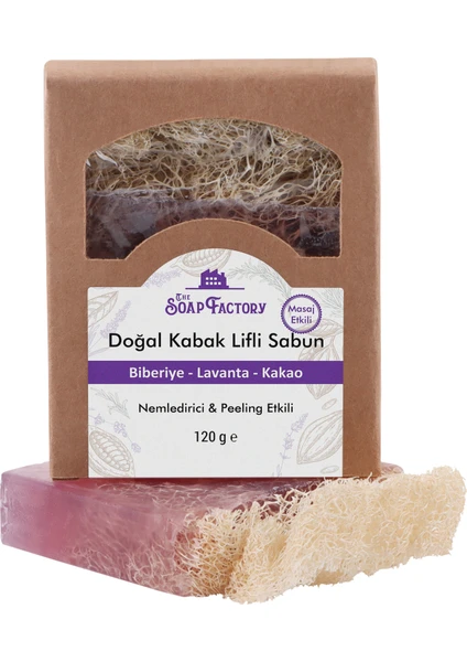 The Soap Factory Doğal Kabak Lifi Biberiye-Lavanta- Kakao Masaj Sabunu 120 g - Vegan - Lüks - Çevre Dostu - Bütün Cilt Tipleri İçin Uygun - Üstün Cilt Bakımı - Bitkisel