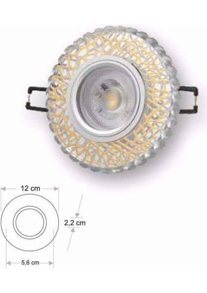 Kamelya LED Çerçeveli Kristal Yuvarlak Dekoratif Cam Spot CT-6670