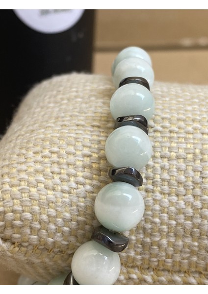 Larimar & Hematit Doğal Taş Bileklik Mühürlü 8mm