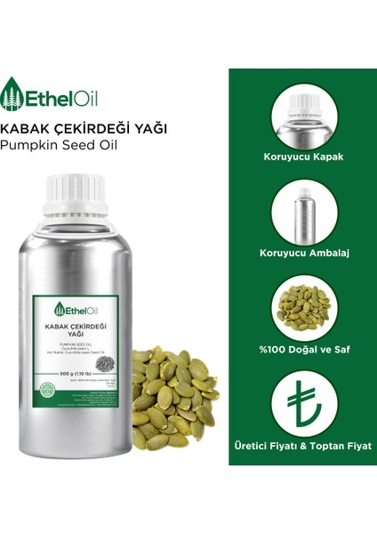 Kabak Çekirdeği Sabit Yağı - Etheloil - 500 gr - %100 Saf ve Sabit Yağ – Üretici Firma, Yüksek Kalite, Toptan Satış - Pumpkin Seed Oil- Cucurbita Pepo L. fiyatları