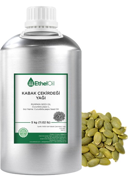 Kabak Çekirdeği Sabit Yağı - Etheloil - 5 kg - %100 Saf ve Sabit Yağ – Üretici Firma, Yüksek Kalite, Toptan Satış - Pumpkin Seed Oil- Cucurbita Pepo L.
