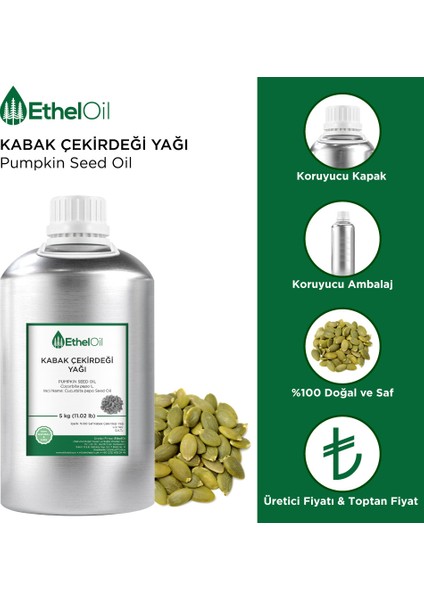 Kabak Çekirdeği Sabit Yağı - Etheloil - 5 kg - %100 Saf ve Sabit Yağ – Üretici Firma, Yüksek Kalite, Toptan Satış - Pumpkin Seed Oil- Cucurbita Pepo L. fiyatları