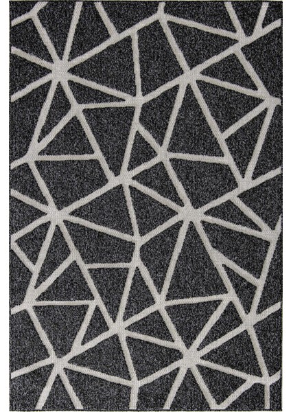 Çam Halı Enti Halı Togo 7504 Antrasit Geometrik Desenli Makine Halısı