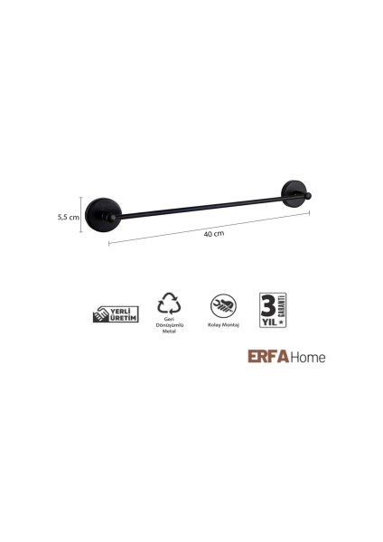 Erfa Home Siyah Uzun Havluluk