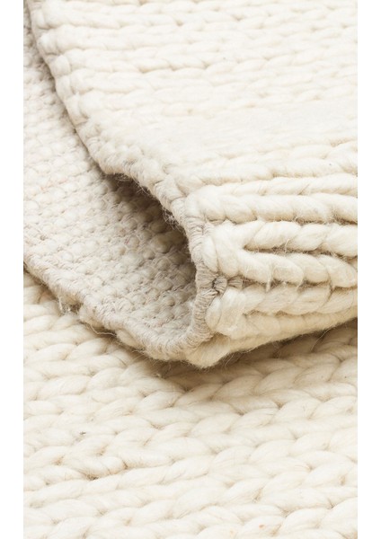 Jade Basketweave Cream Natural Kazak Örgü Desenli El Dokuma Örgü Halı indirimleri