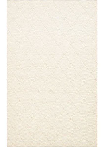 Jade Dıamond Cream Natural Kazak Örgü Desenli El Dokuma Örgü Halı