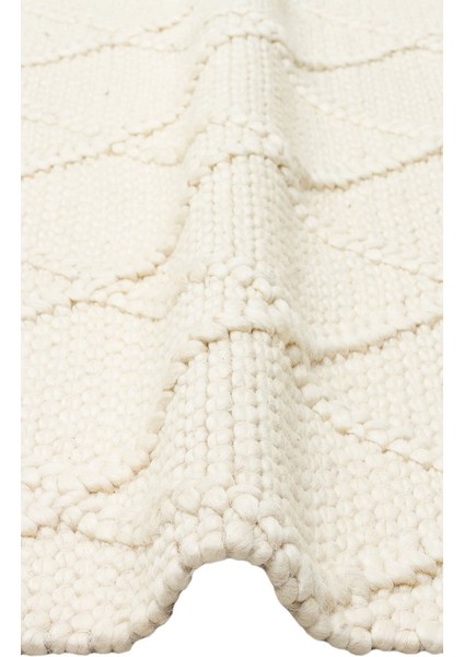 Jade Dıamond Cream Natural Kazak Örgü Desenli El Dokuma Örgü Halı modelleri