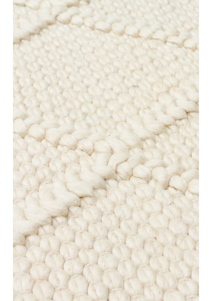 Jade Dıamond Cream Natural Kazak Örgü Desenli El Dokuma Örgü Halı fırsatları