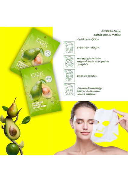 3 Adet Avokado Avocado Omega3 Sıkılaştırıcı Yüz Maskesi Meyan Kökü Özü Destekli XLM144