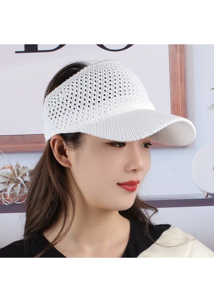 Eva Yaz Güneşi Koruma Örgü Nefes Alabilen Içi Boş Üst Şapka Zirve Şapka - Beyaz (Yurt Dışından) fırsatları