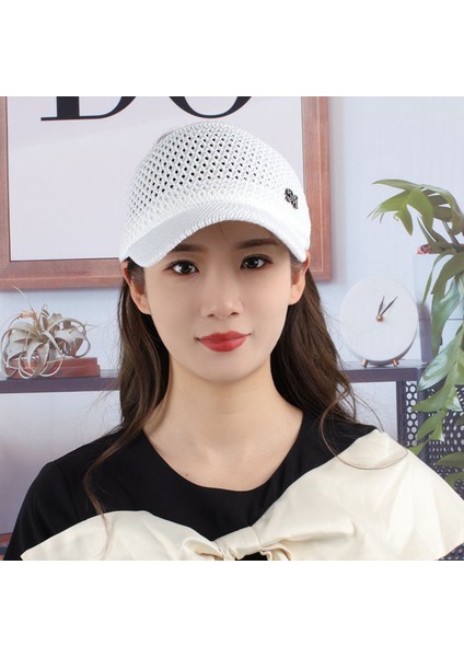 Eva Yaz Güneşi Koruma Örgü Nefes Alabilen Içi Boş Üst Şapka Zirve Şapka - Beyaz (Yurt Dışından) indirimleri