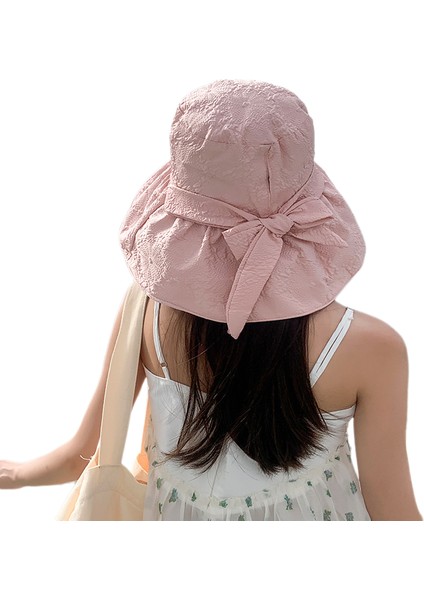 Eva Yaz Açık Uv Koruma Bowtie Beach Kadın Güneş Şapkası - Pembe (Yurt Dışından)