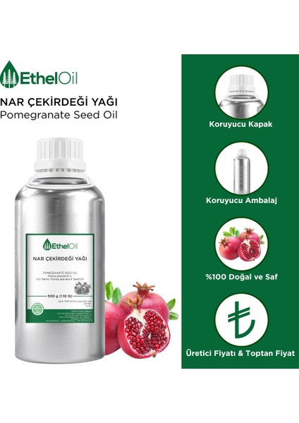 Nar Çekirdeği Sabit Yağı - Etheloil - 500 gr - %100 Saf ve Sabit  Yağ – Üretici Firma, Yüksek Kalite, Toptan Satış - Pomegranate Seed Oil- Punica Granatum L.