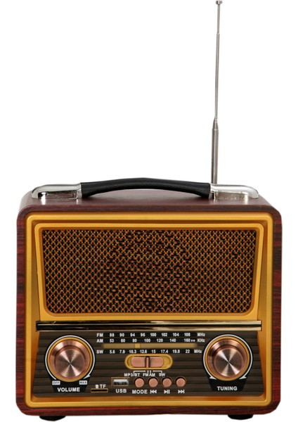 CM-821BT Büyükboy Dekoratif Nostaljik Radyo, Usb+Tf Card Okuyuculu, Telefon Tutucuklu, Müzik Çalar