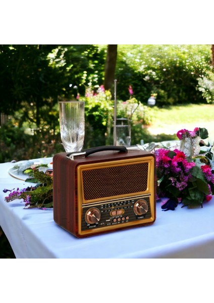 CM-821BT Büyükboy Dekoratif Nostaljik Radyo, Usb+Tf Card Okuyuculu, Telefon Tutucuklu, Müzik Çalar