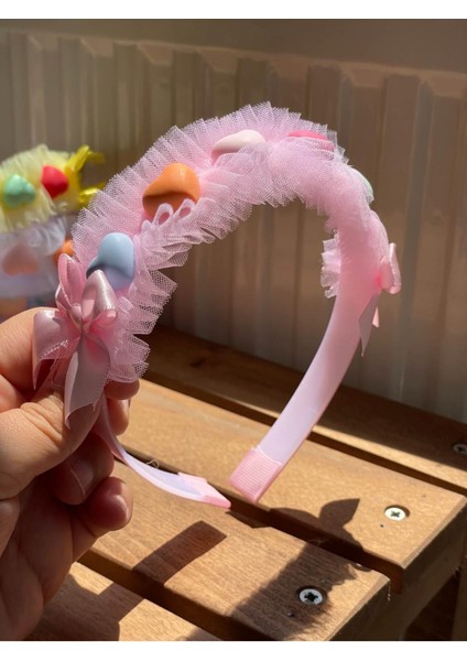 Kalp Figürlü Taraklı Taç Pembe SBT1717