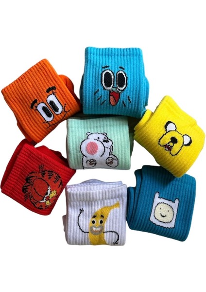 7”li Çizgi Film Anime Gumball Darwin Jake Finn Karakterli Neşeli Kolej Tenis Çorap