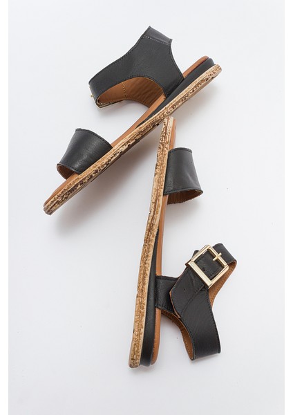 713 Hakıkı Derı Siyah Kadın Sandalet indirimleri